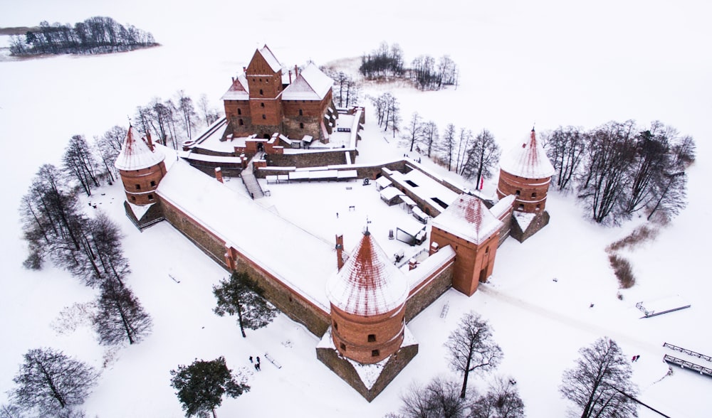 aerial view of brown castle