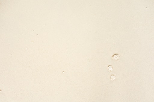 two footprints in the sand of a beach