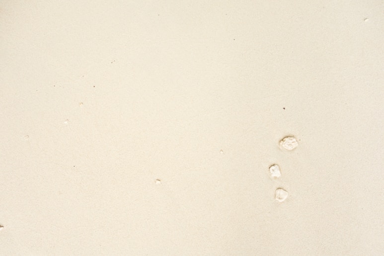 two footprints in the sand of a beach