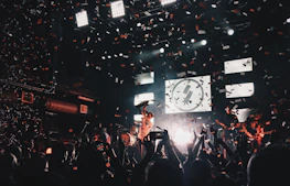 Exciting onboard entertainment with a lively crowd enjoying a live performance.