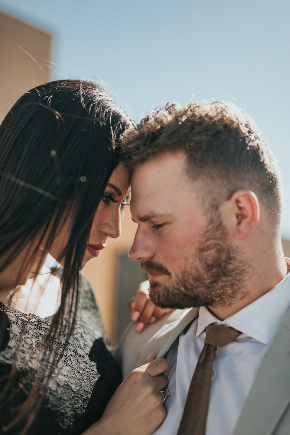 man and woman facing each other