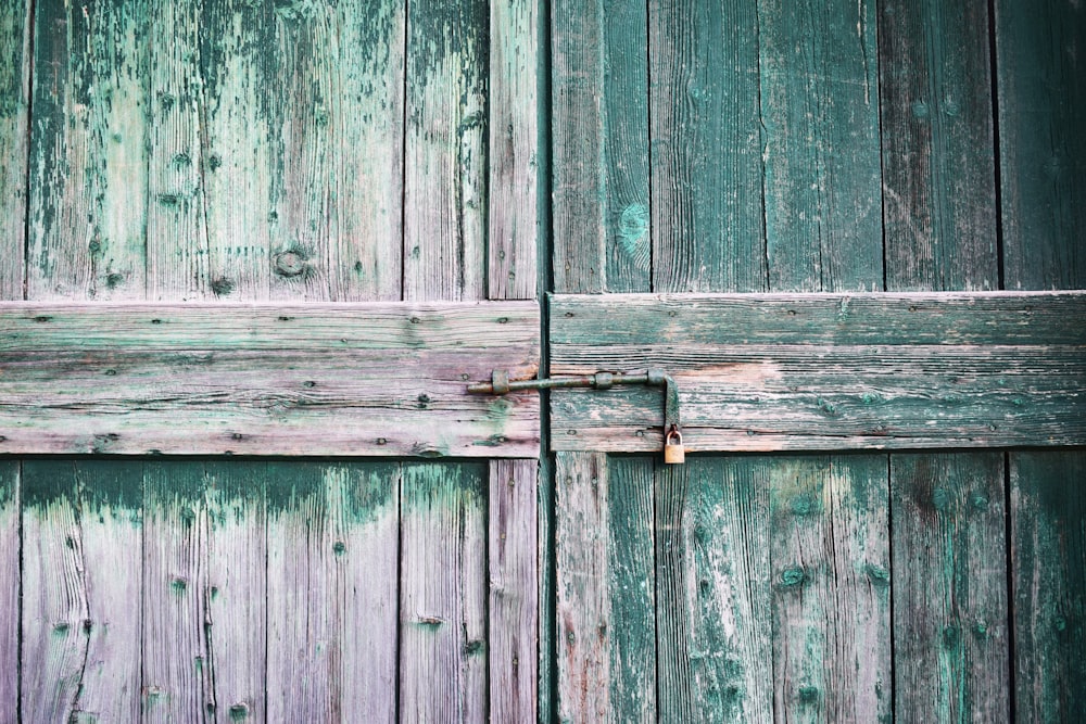 green wooden door