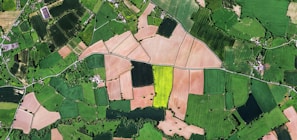 aerial view of green and black fields