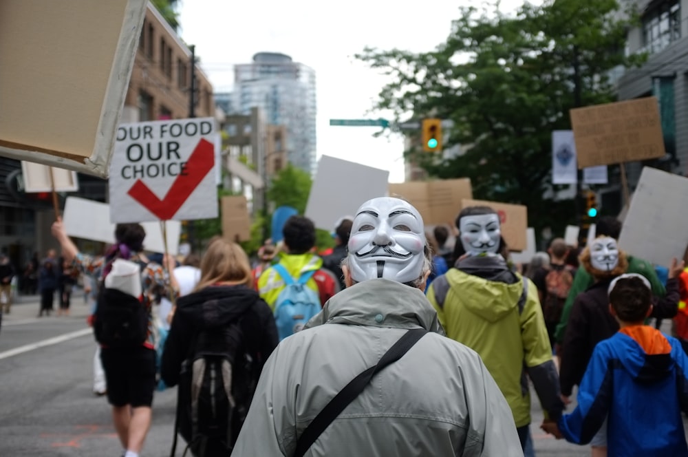 photo of man wearing guy's fawkes mask