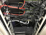 Server racks neatly organized with network cabling in a data center setup