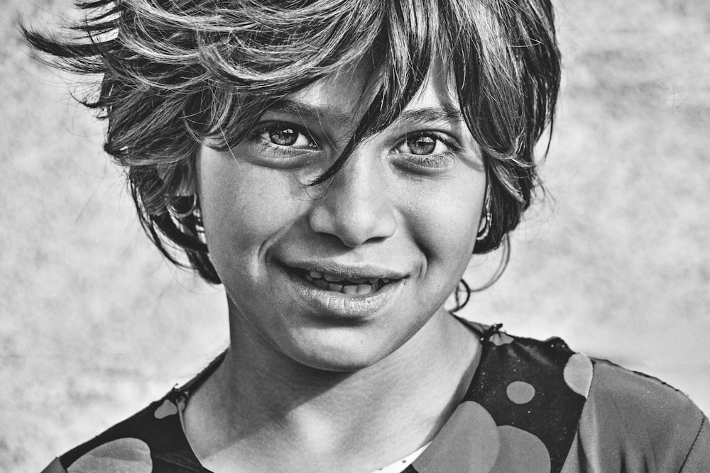 grayscaled photo of girl