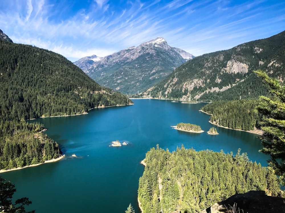 Fotografía aérea de montaña y río