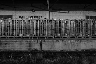 Steel cages assembled and ready to support filter bags in industrial use.