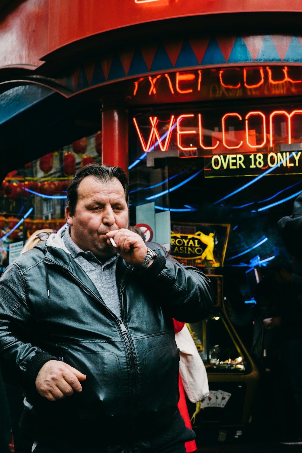 man smoking street