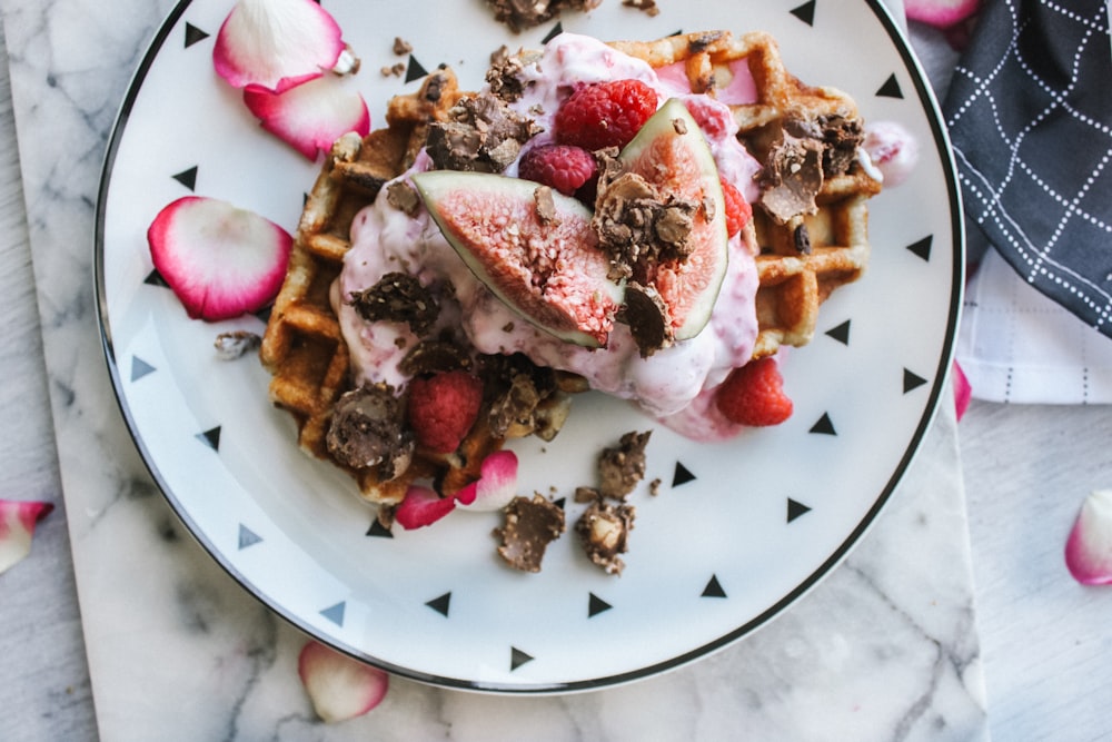 waffle with strawberry and creme
