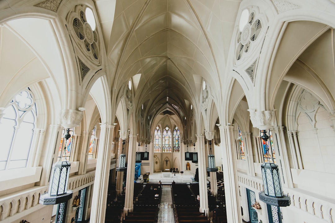 interior of church with pews,