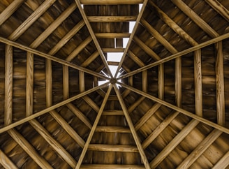 low angle photography of wooden roof
