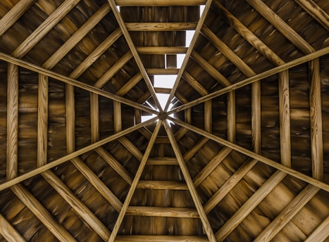 low angle photography of wooden roof