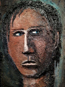 Close-up of a detailed portrait inspired by a famous TV character, painted with rich textures.