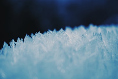 macro photography of white ice