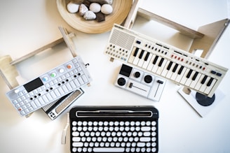 assorted music toy on table