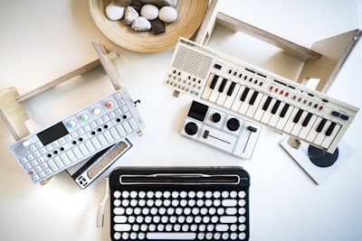 assorted music toy on table