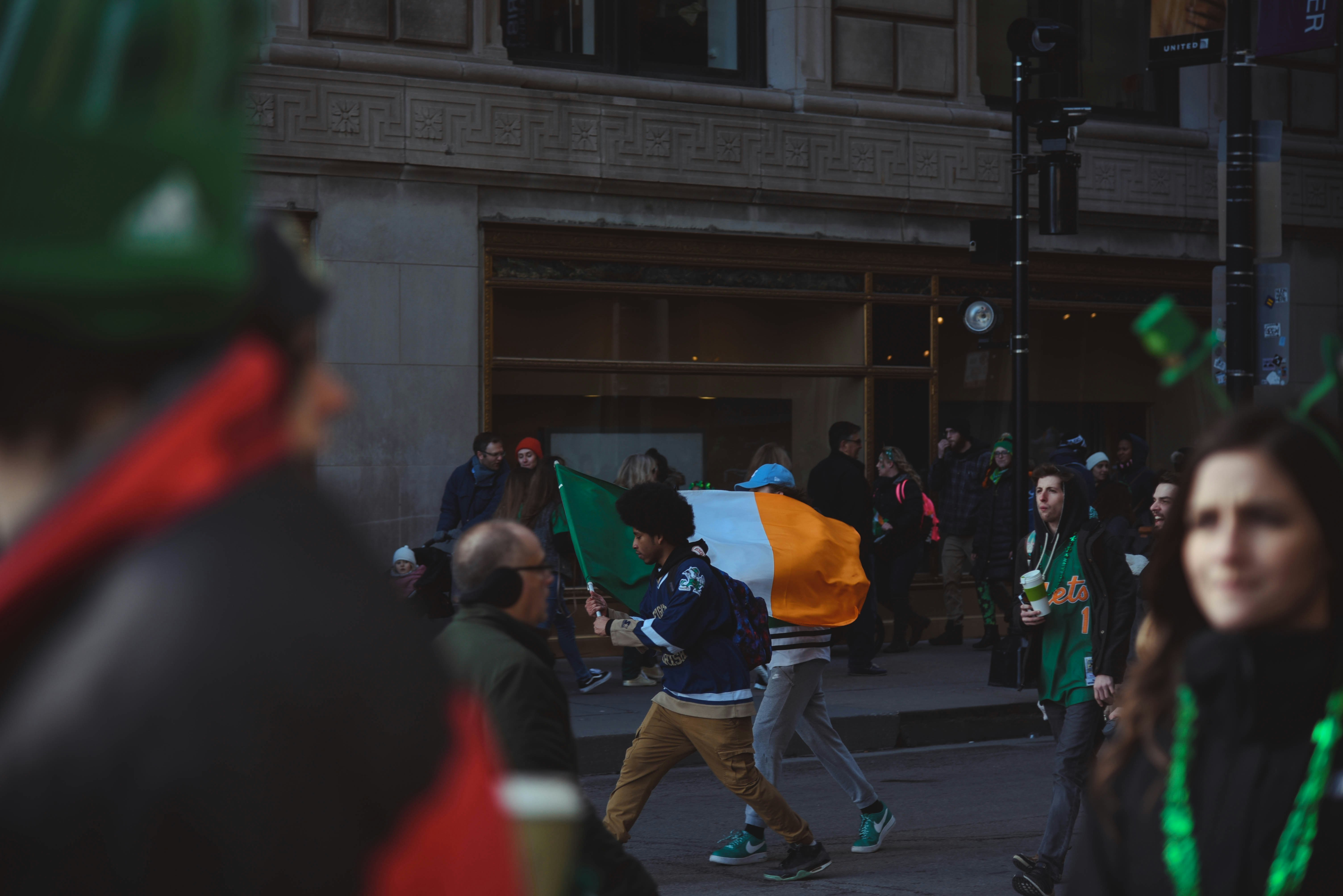 people walking with Indian flag