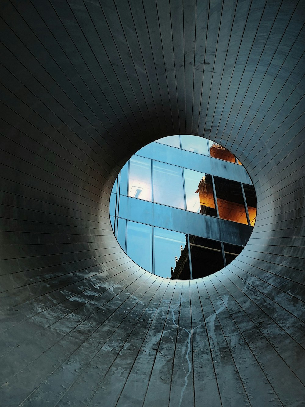 cylindrical photo of gray concrete hole
