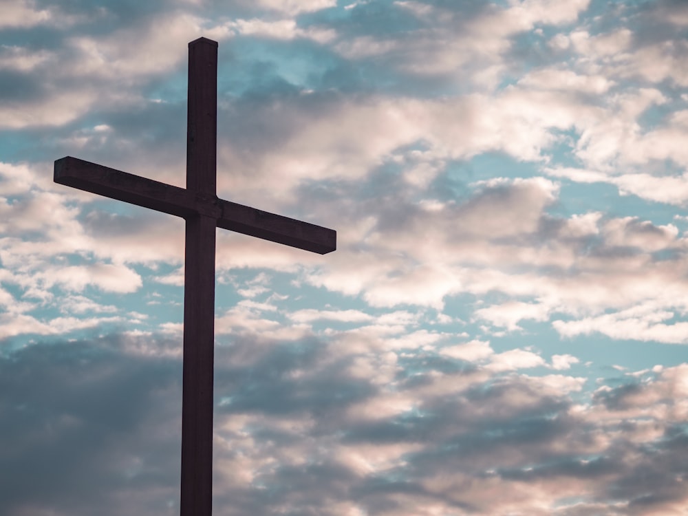 close-up of brown wooden cross