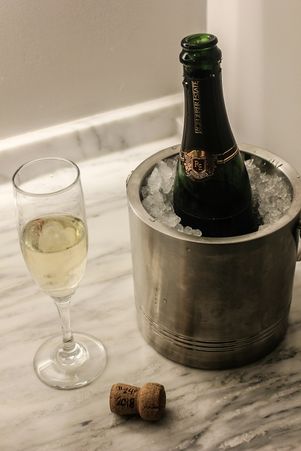 champagne bottle in bucket