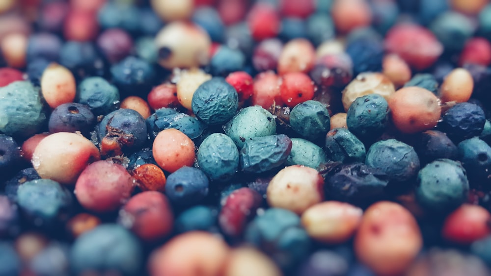 tilt shift lens photography of berries