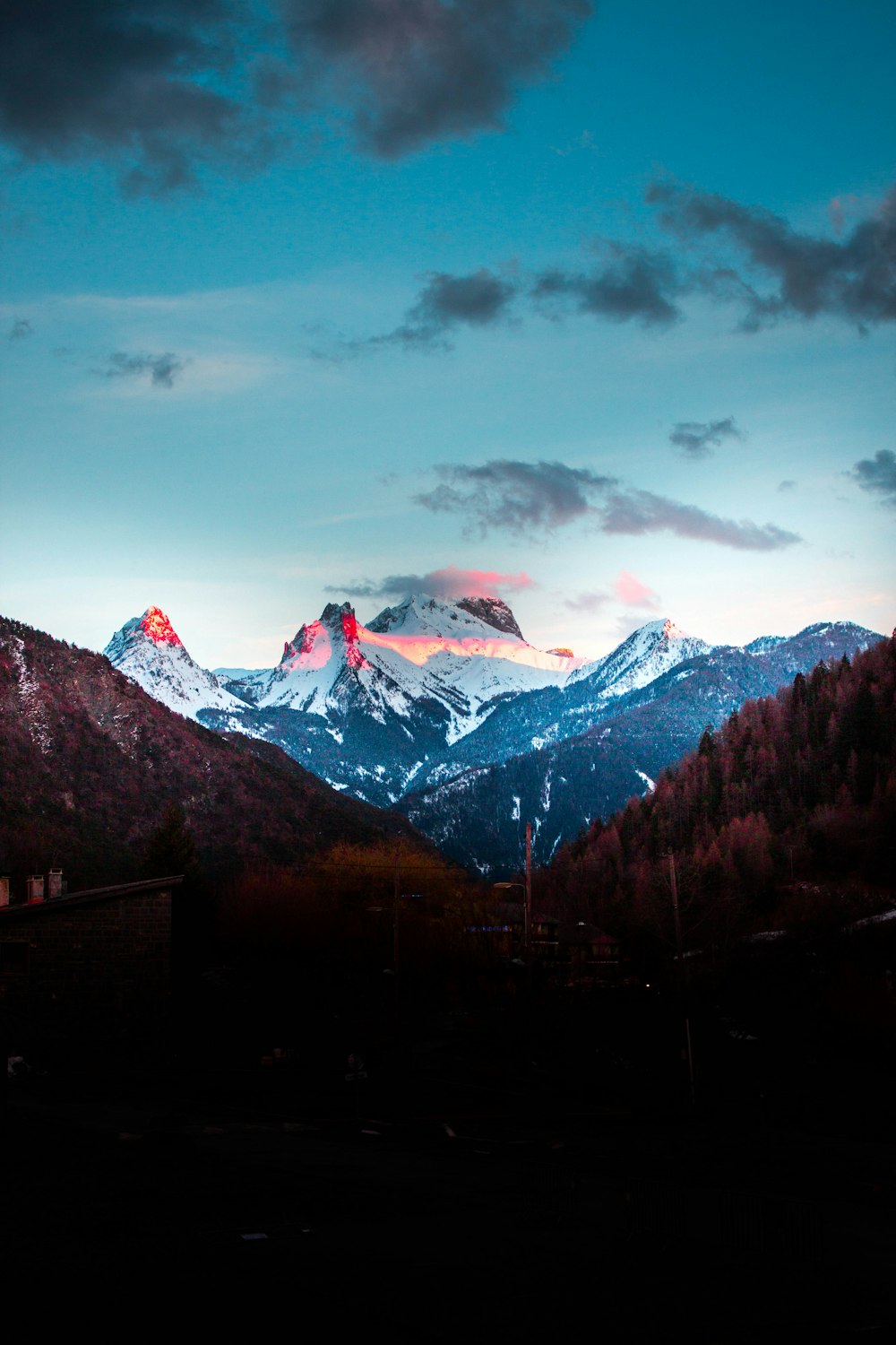 snow covered mountains