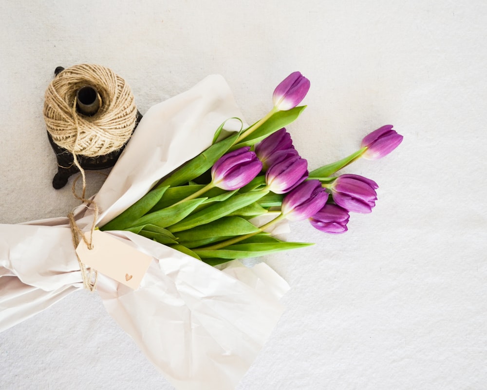 purple tulip flowers bouquet