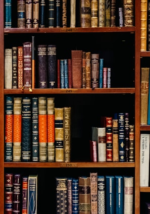 assorted-title of books piled in the shelves