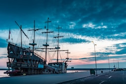 brown galleon ship on deck