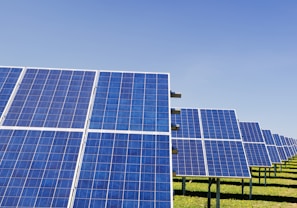 blue solar panel boards