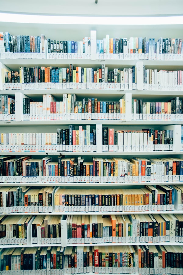 Reihen mit Büchern in einer Bibliothek