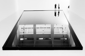 A minimalist art installation with obsidian black and white tones, reflecting sophisticated taste.