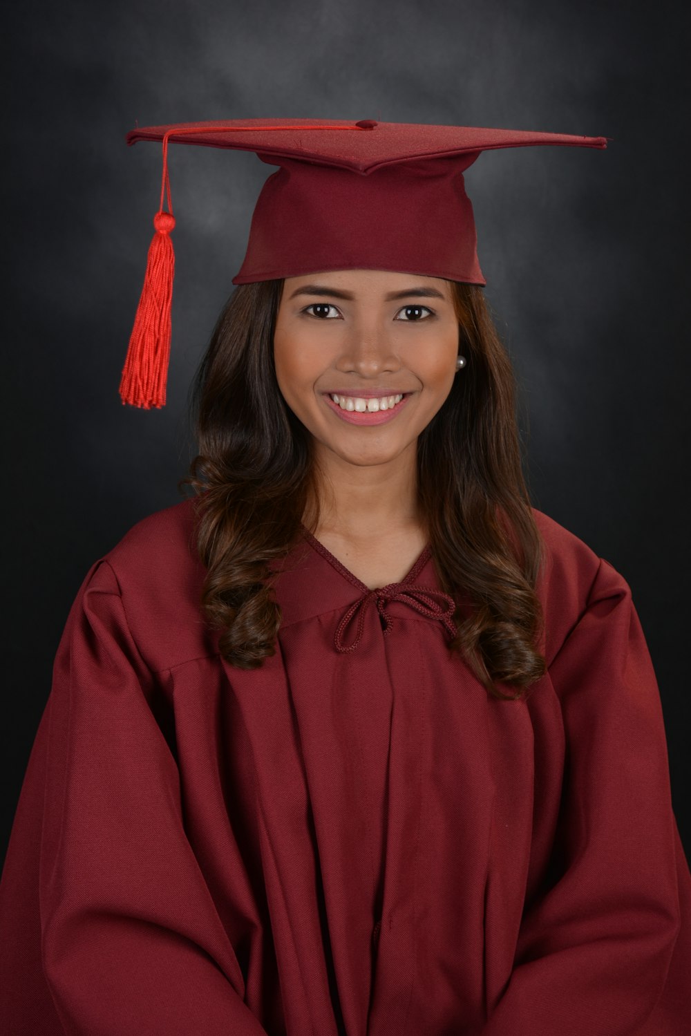 women's red academic dress