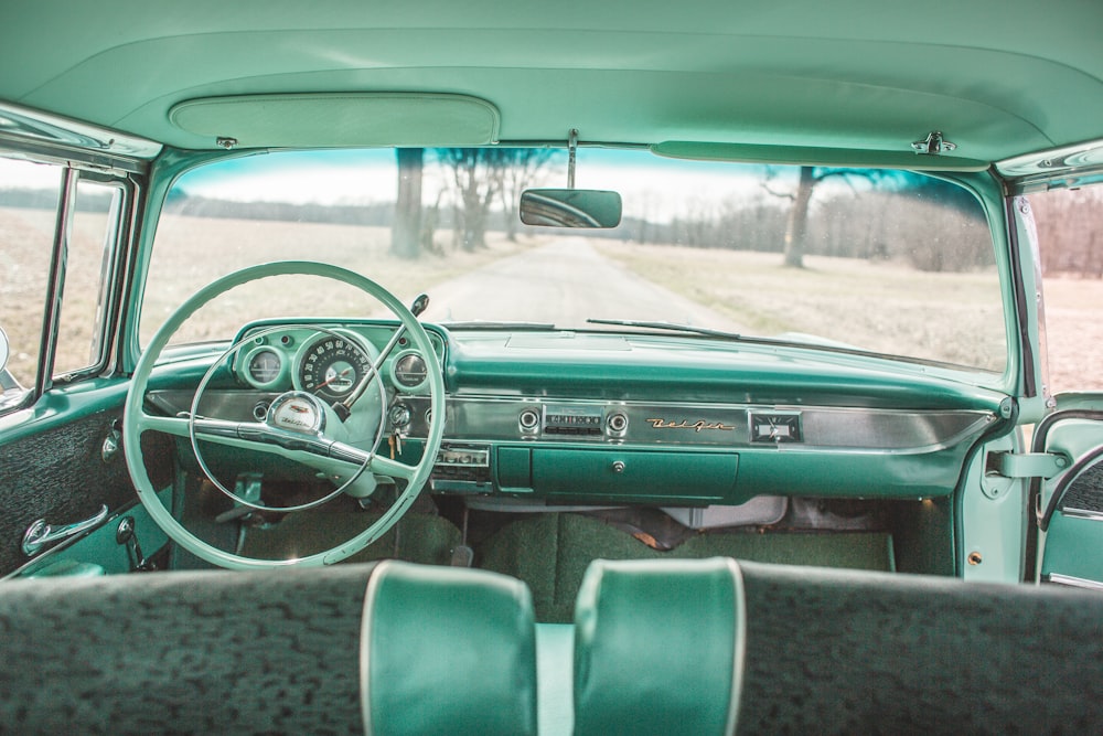 interior view of vehicle on road