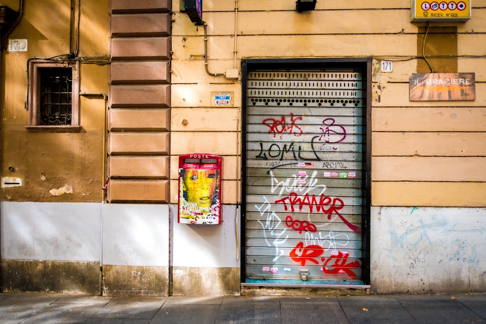 vandalized roller shutter door