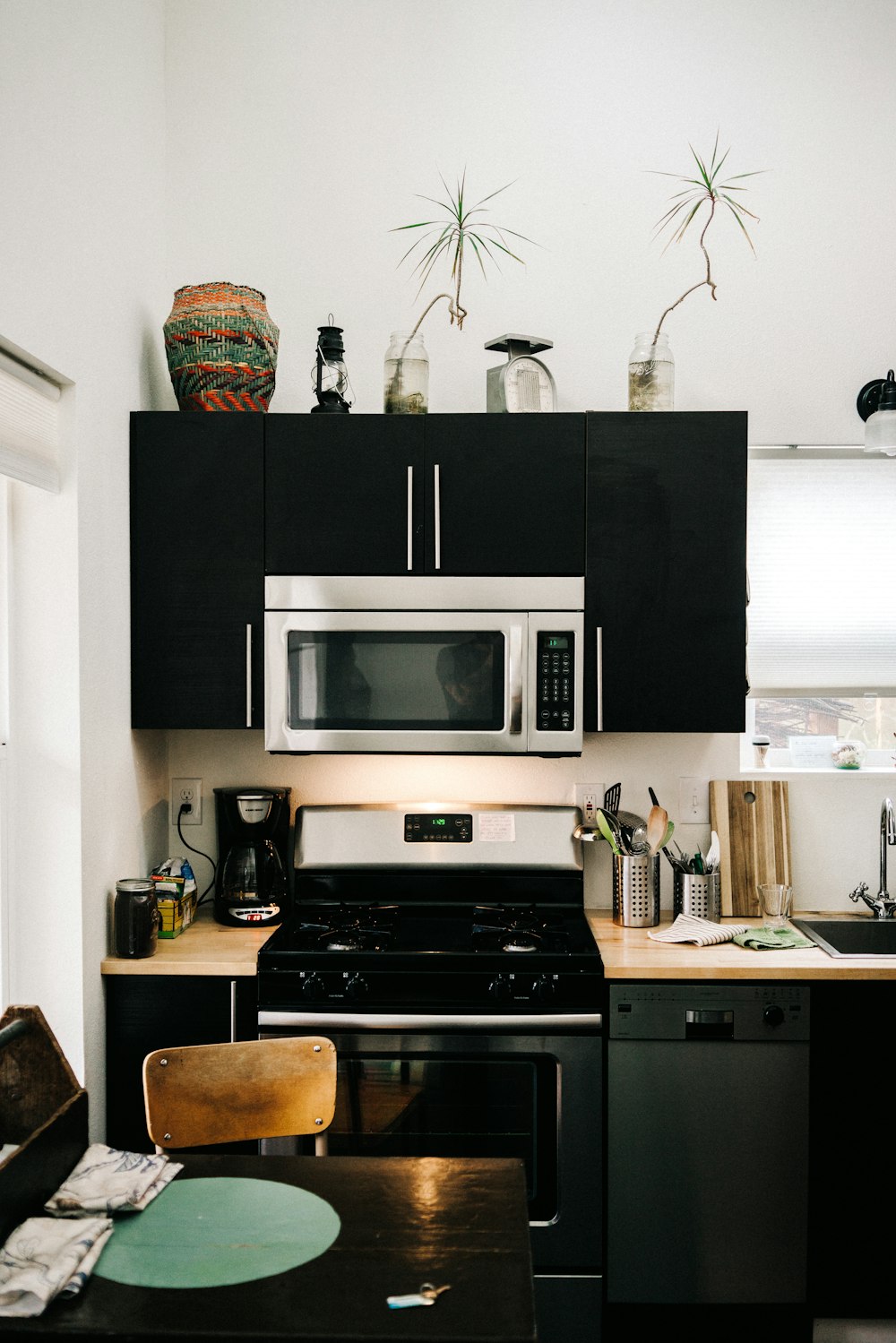 chair in front of range oven