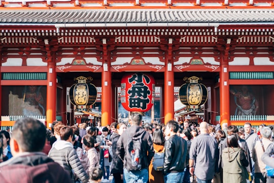 group of people standing near Chinese temple during daytime in Hōzōmon Japan