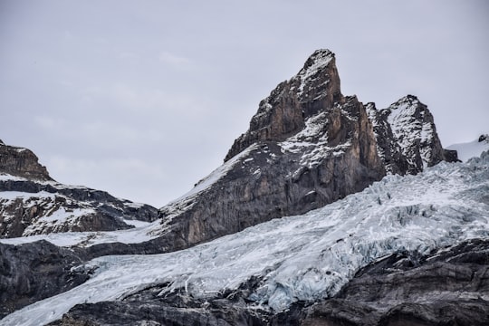 snow covered mountain in Oeschinen Lake Switzerland