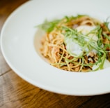 cooked dish on ceramic plate