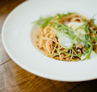 cooked dish on ceramic plate