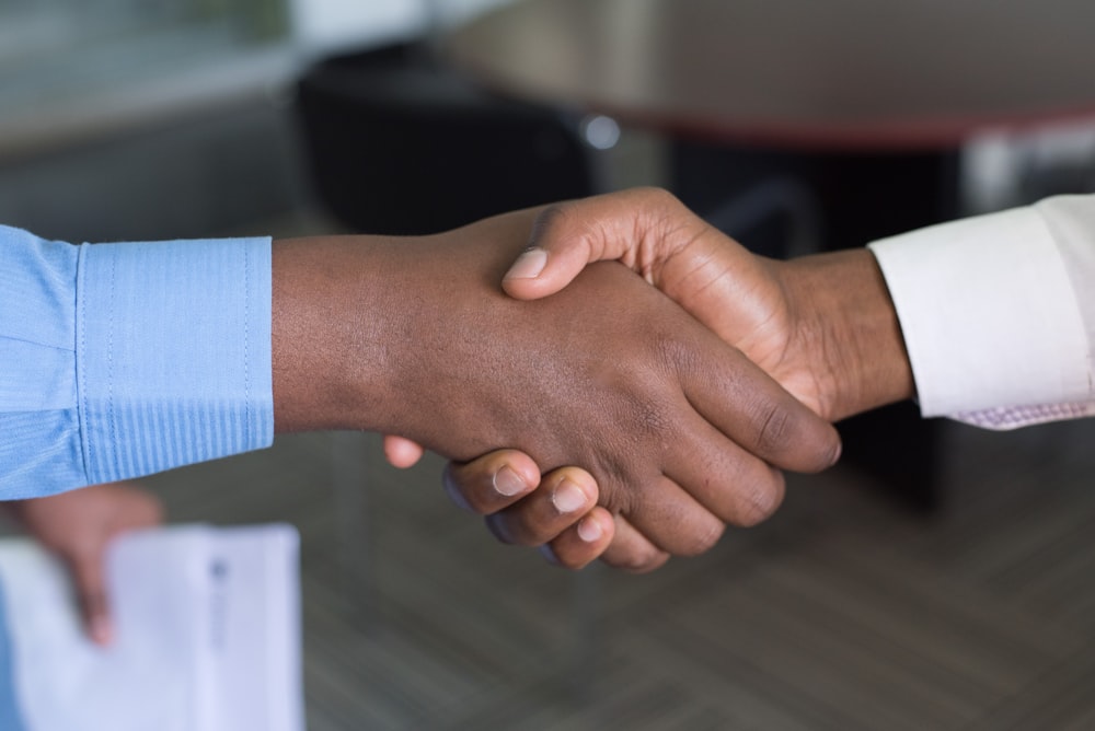 two person handshaking