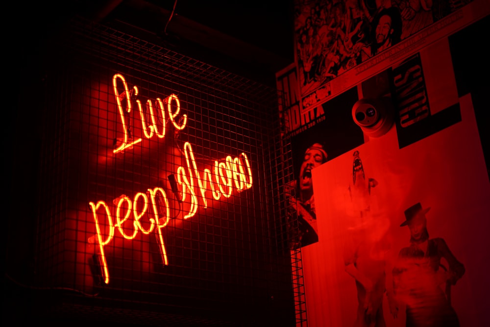Live Peep Show neon signage
