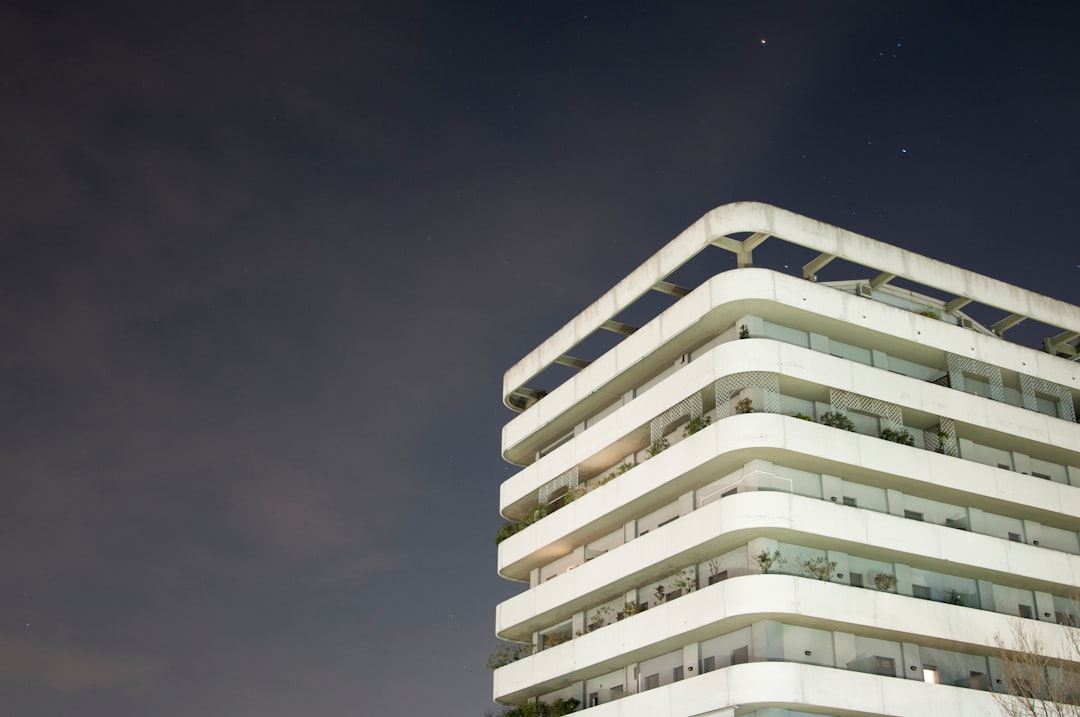 white concrete building at night photo