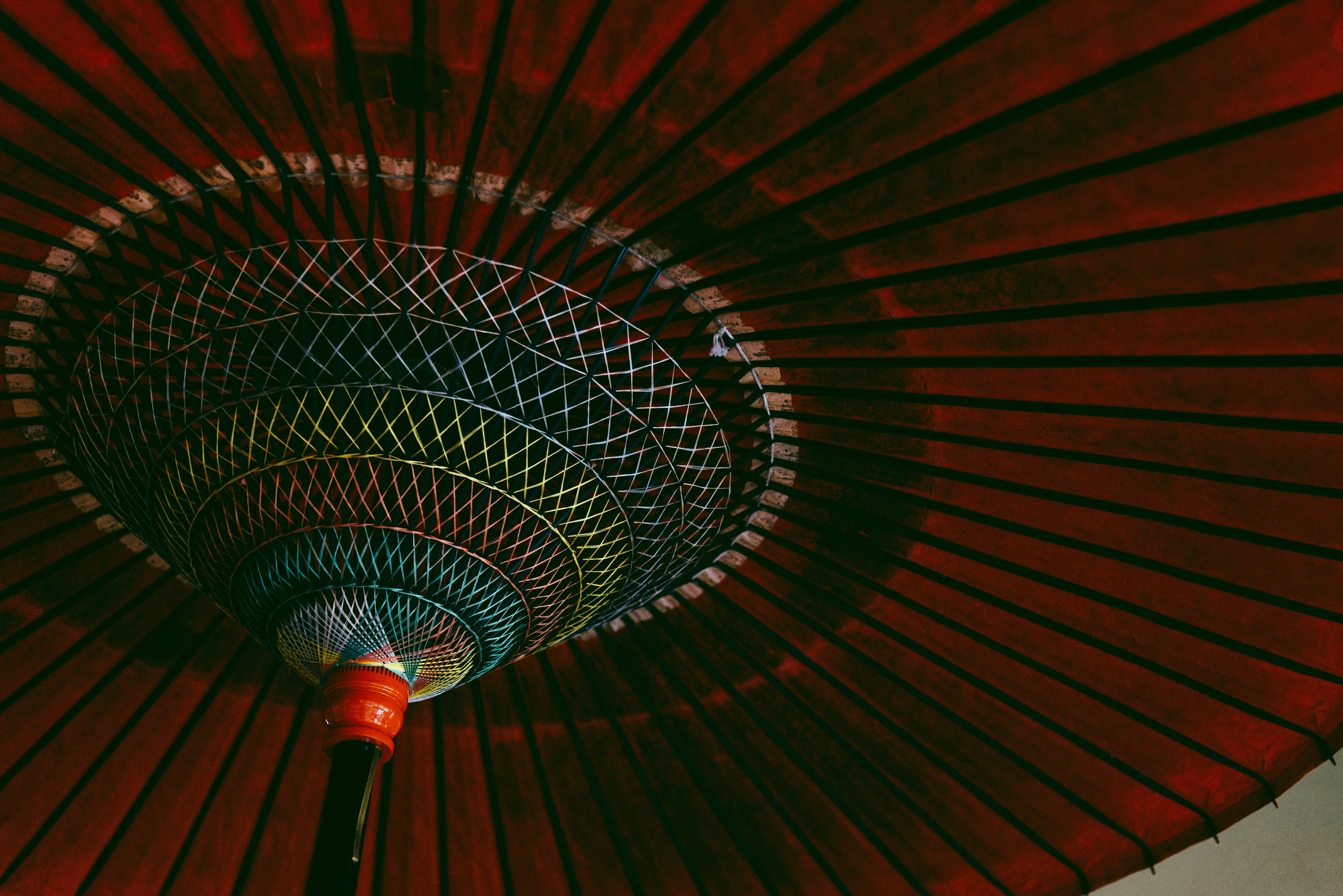 closeup photography of round multicolored ceiling