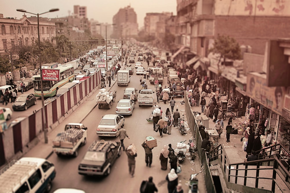 aerial photo of city street