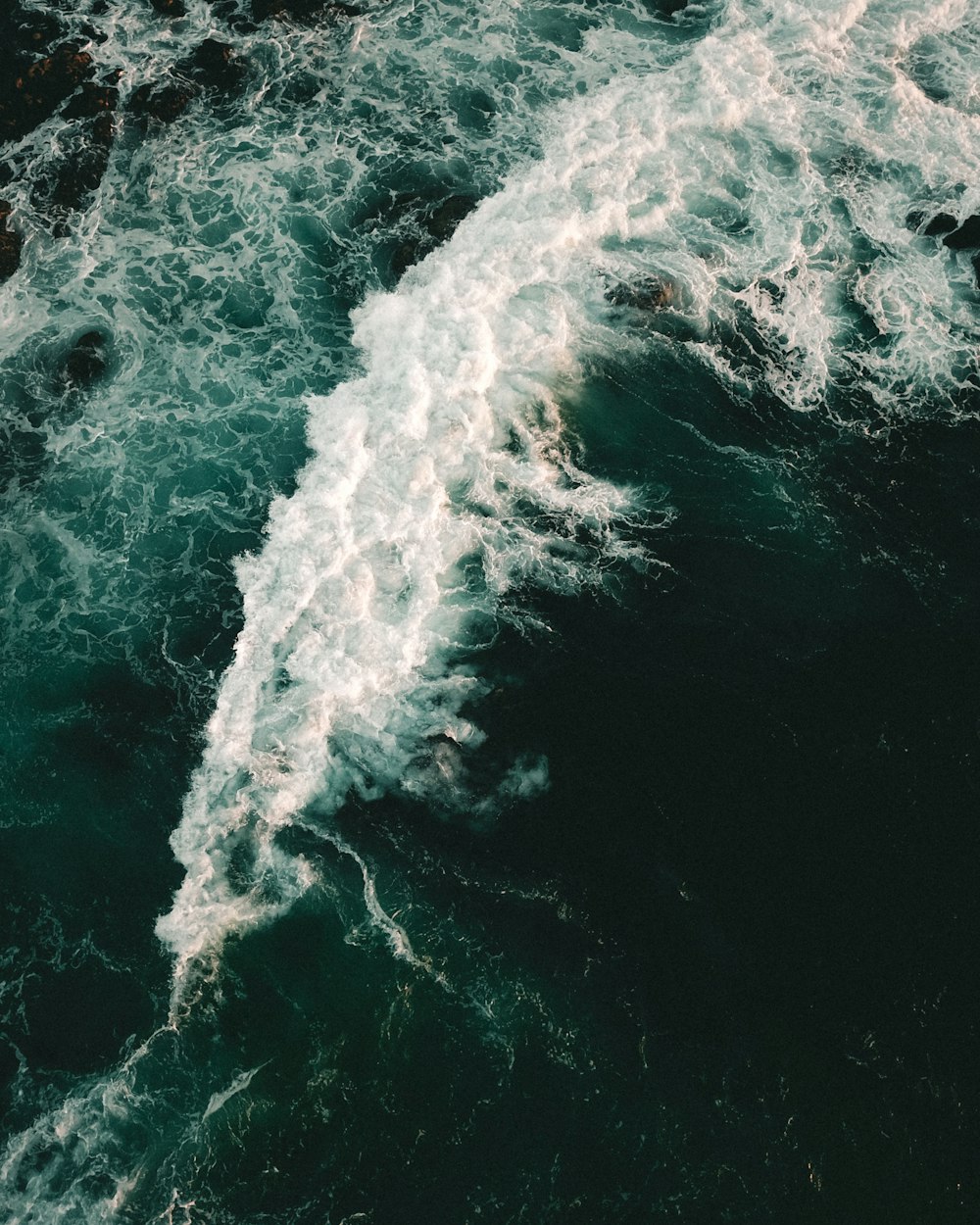 high angle photography of sea wave