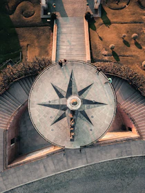 aerial photography of compass-themed terrace