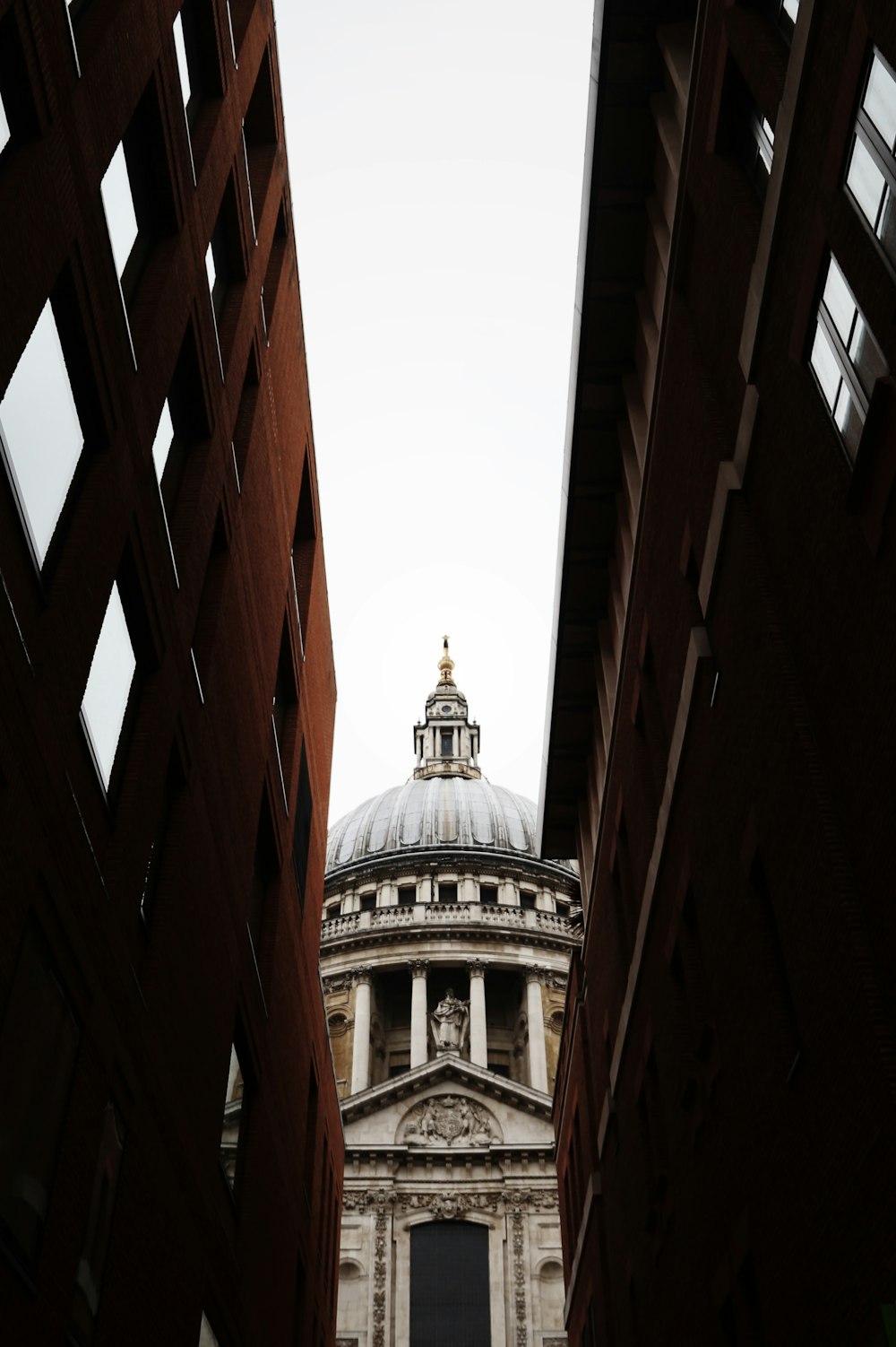 worm's eye view of brown temple