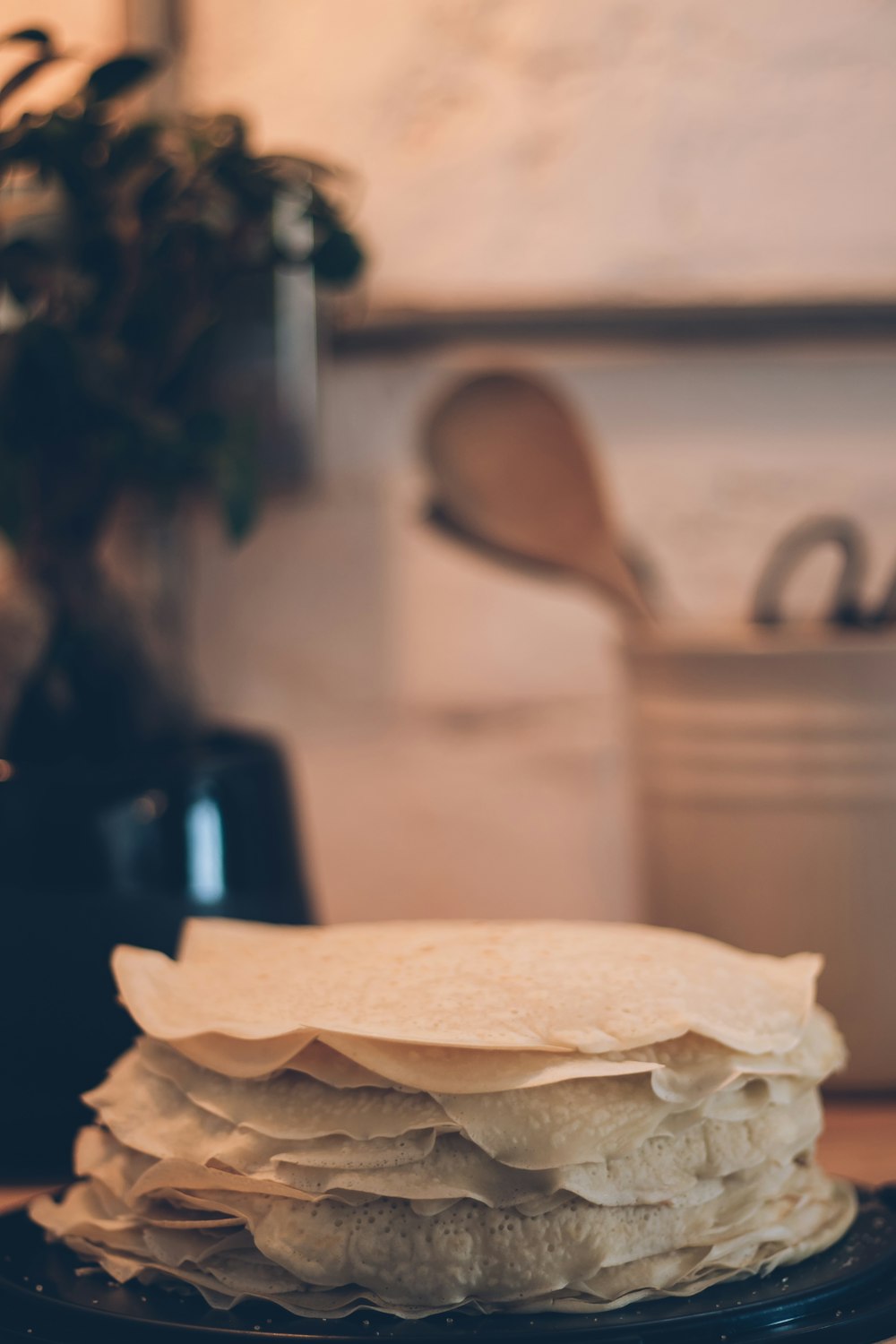 white pita bread on black frame